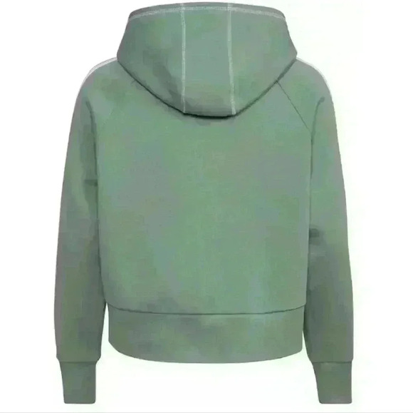 NWT Girls Adidas Zip Up Sweatshirt Hooded Fleece Silver Green Size Large 14 - Picture 6 of 7